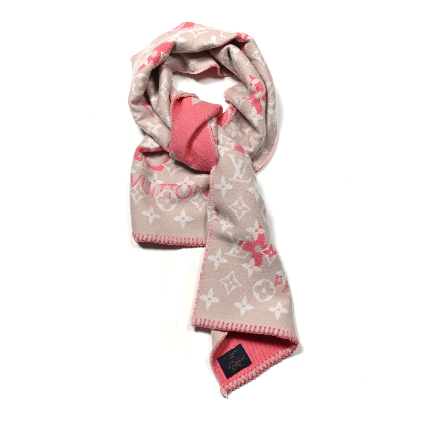 Wool Silk Monogram LV All You Need Scarf Pink Multicolor