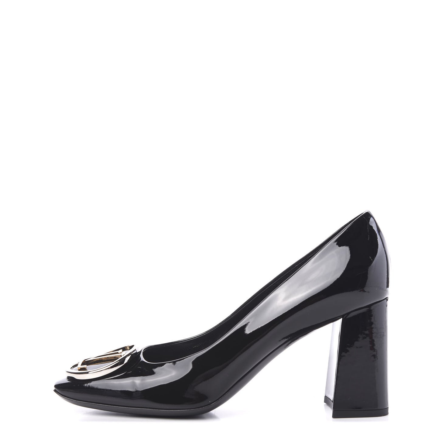 LOUIS VUITTON Patent Calfskin Madeleine Pumps 38.5 Black