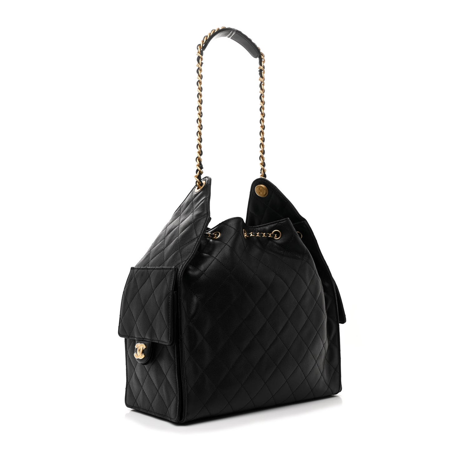 Caviar Quilted Medium Chanel 25 Handbag Black