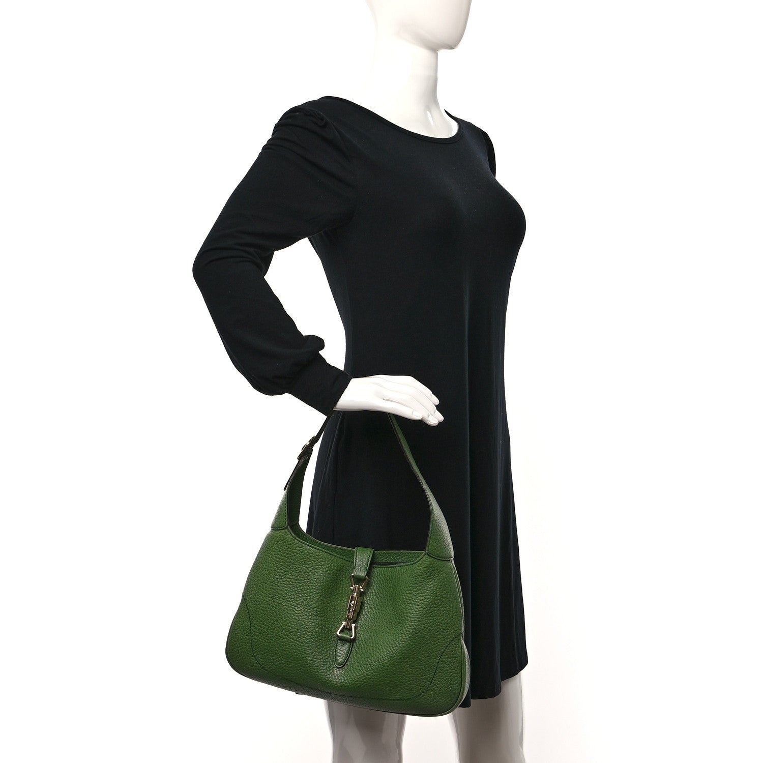 Gucci Soft Grained Calfskin Jackie O Hobo Green 2 of 13