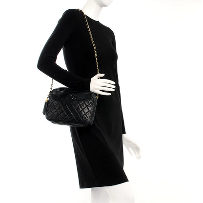 Chanel Lambskin Quilted CC Tassel Camera Case Black 2 of 13