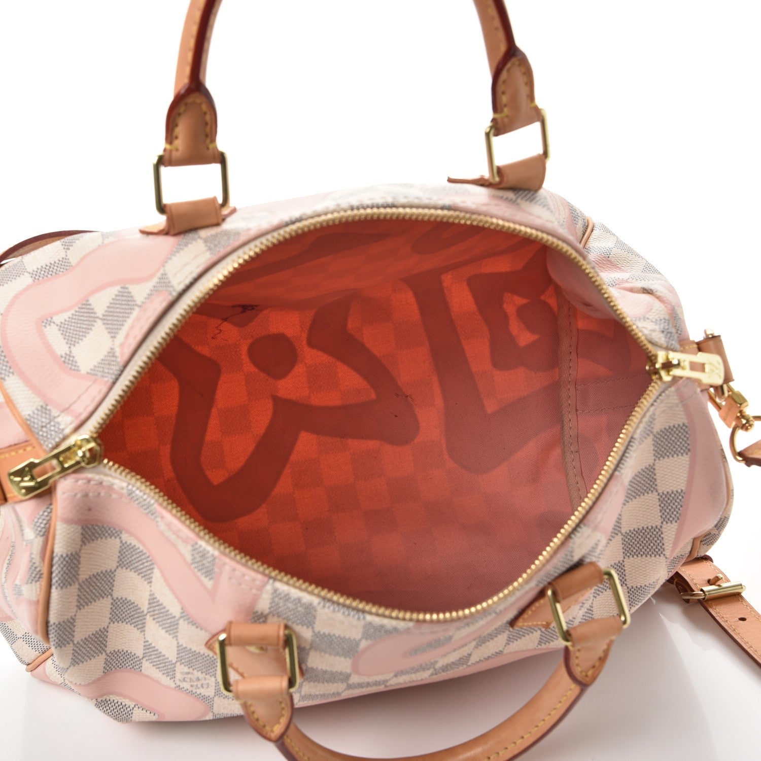 Louis Vuitton Damier Azur Tahitienne Speedy Bandouliere 30 Rose Ballerine 6 of 11