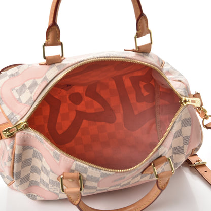 Louis Vuitton Damier Azur Tahitienne Speedy Bandouliere 30 Rose Ballerine 6 of 11