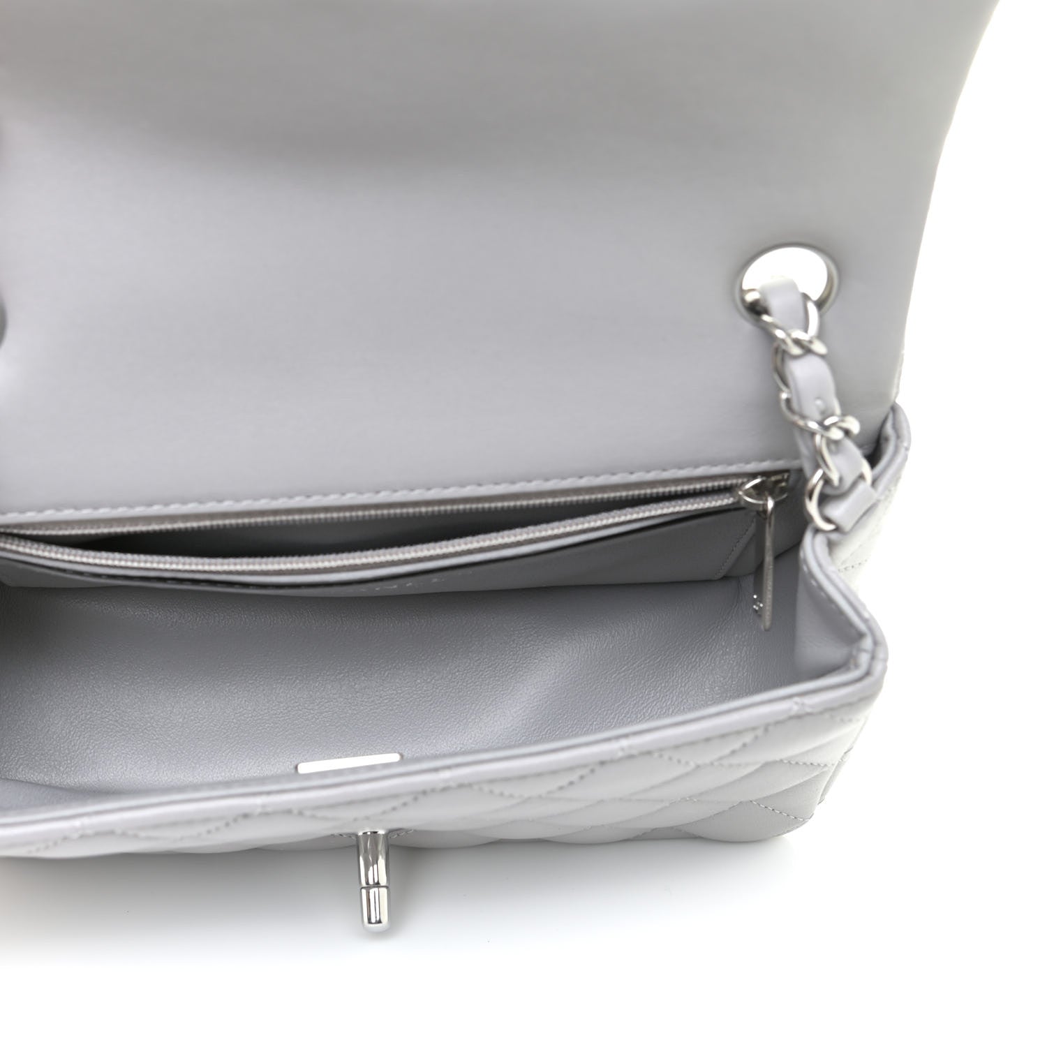 Chanel Lambskin Quilted Mini Rectangular Flap Grey 5 of 16