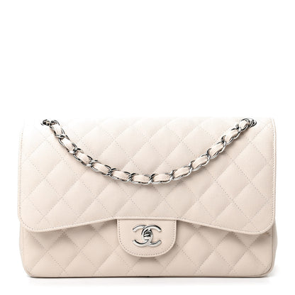 Chanel Caviar Quilted Jumbo Double Flap White 1 of 11