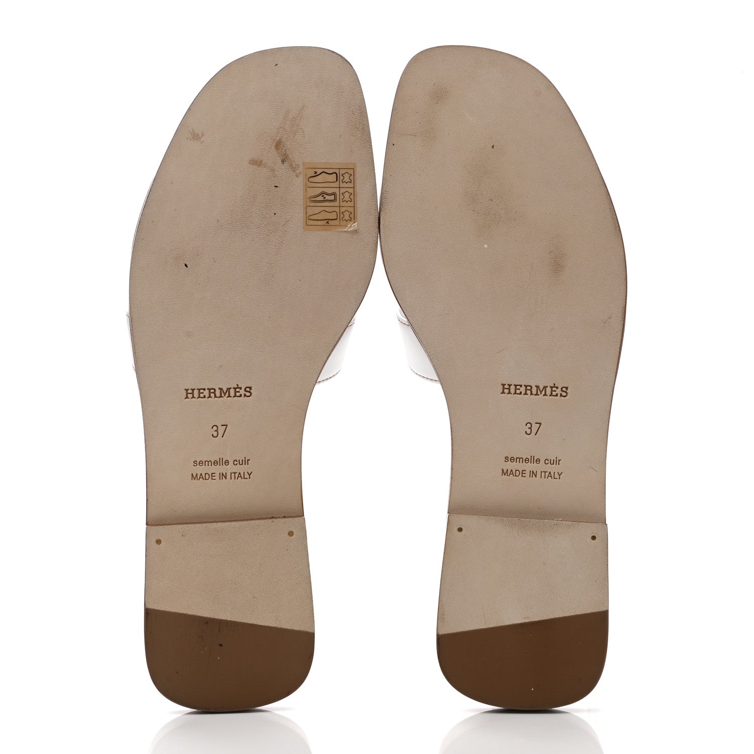 Hermes Box Calfskin Oran Sandals 37 White 5 of 9