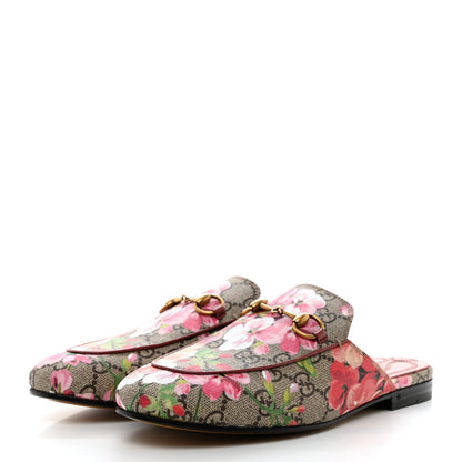Gucci GG Supreme Monogram Blooms Womens Princetown Slippers 37 Beige Multicolor Dry Rose 3 of 9