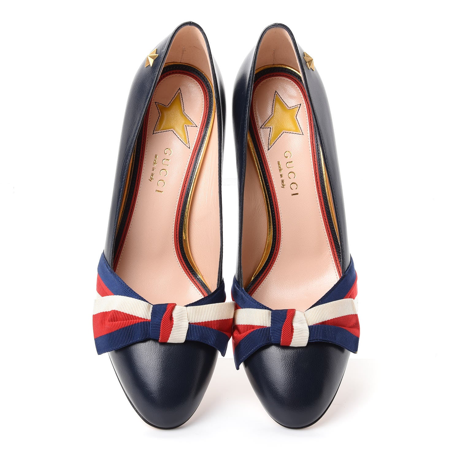 Gucci Malaga Kid Web Bow Pumps 37.5 Navy 5 of 10
