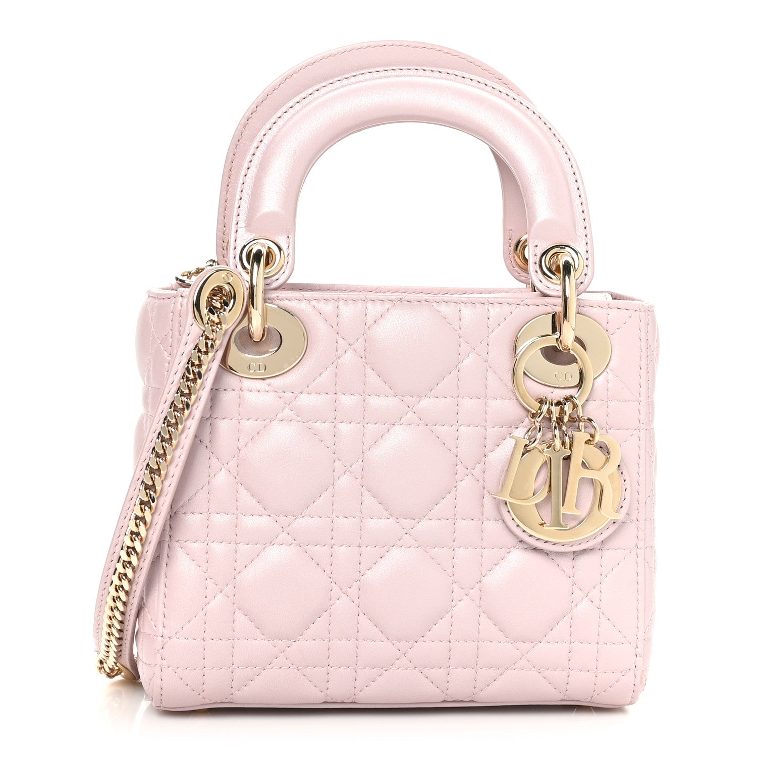 Christian Dior Metallic Lambskin Cannage Mini Lady Dior Lotus 1 of 10