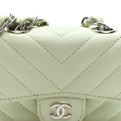 Chanel Sheepskin Chevron Quilted Mini Chain Belt Bag Light Green 8 of 10