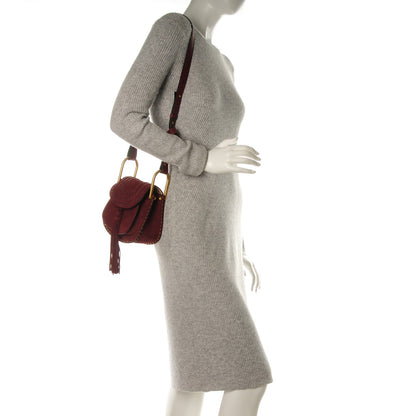 Chloe Suede Calfskin Braided Mini Hudson Shoulder Bag Sienna Red 2 of 7