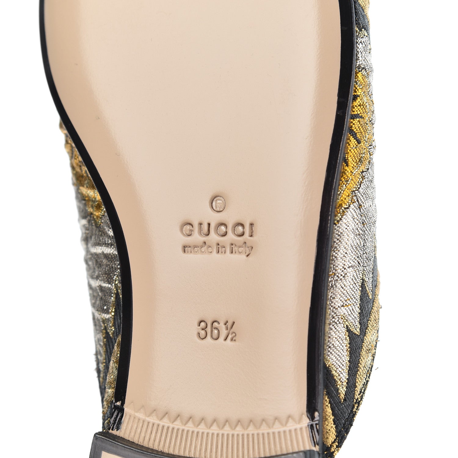 Gucci Jacquard Floral Womens Princetown Slippers 36.5 Oro Black 7 of 11