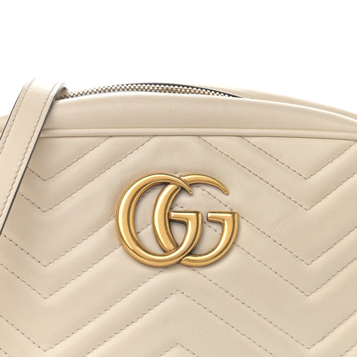 Calfskin Matelasse Small GG Marmont Chain Shoulder Bag White