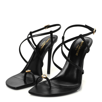 Saint Laurent Kid Egado Date 110 Sandals 38 Black 4 of 9