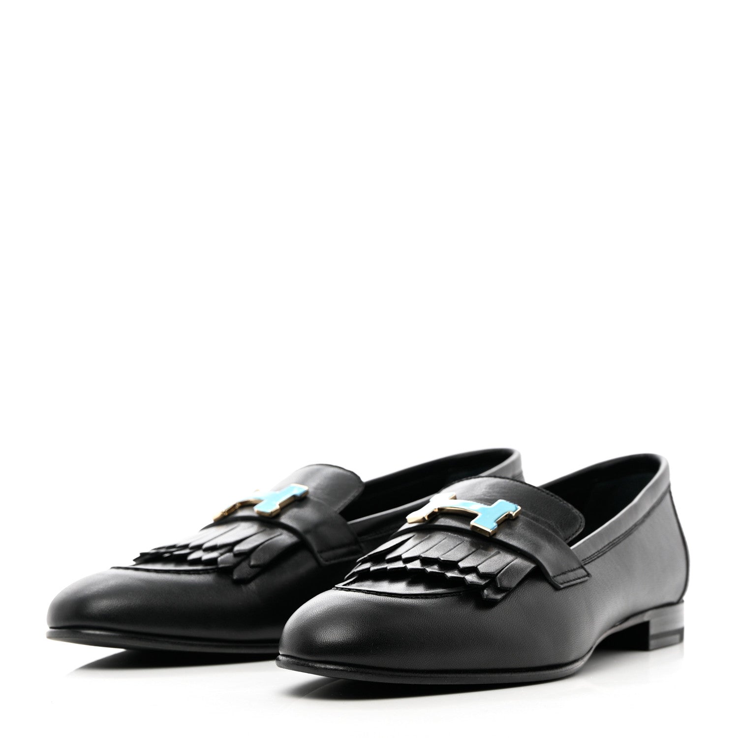 Hermes Goatskin Womens Royal Loafers 38 Black 3 of 11