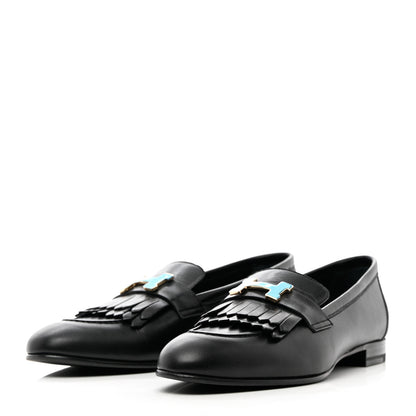Hermes Goatskin Womens Royal Loafers 38 Black 3 of 11