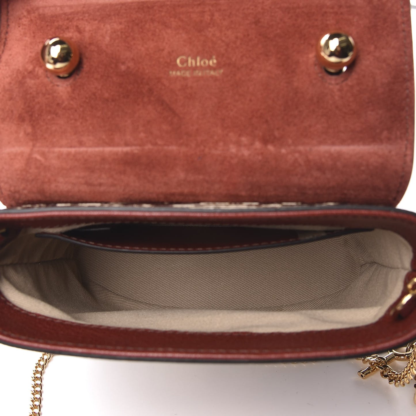 Calfskin Lizard Embossed Small Aby Lock Sepia Brown