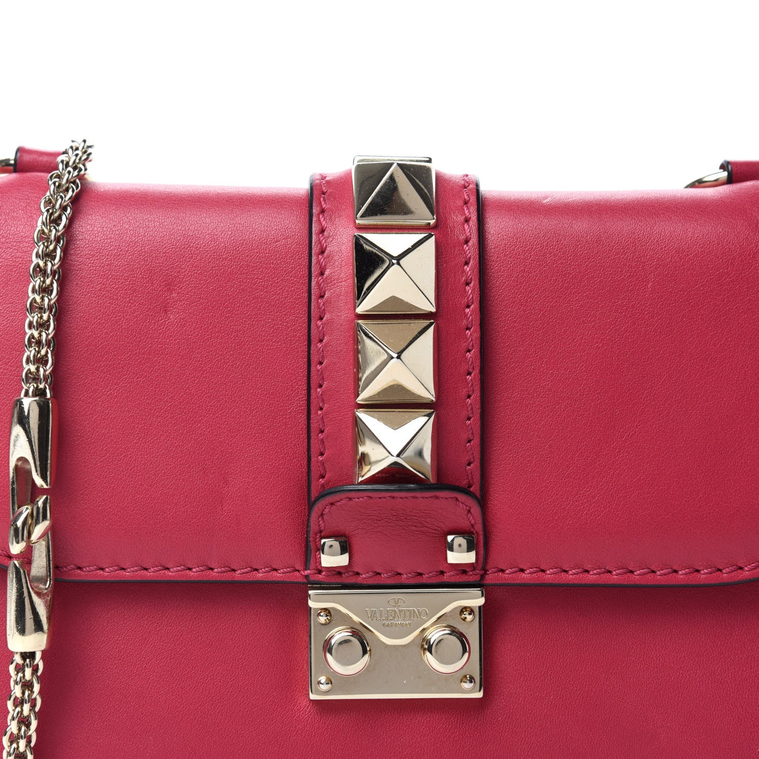 Valentino Garavani Vitello Small Glam Lock Rockstud Flap Cyclamin 13 of 13