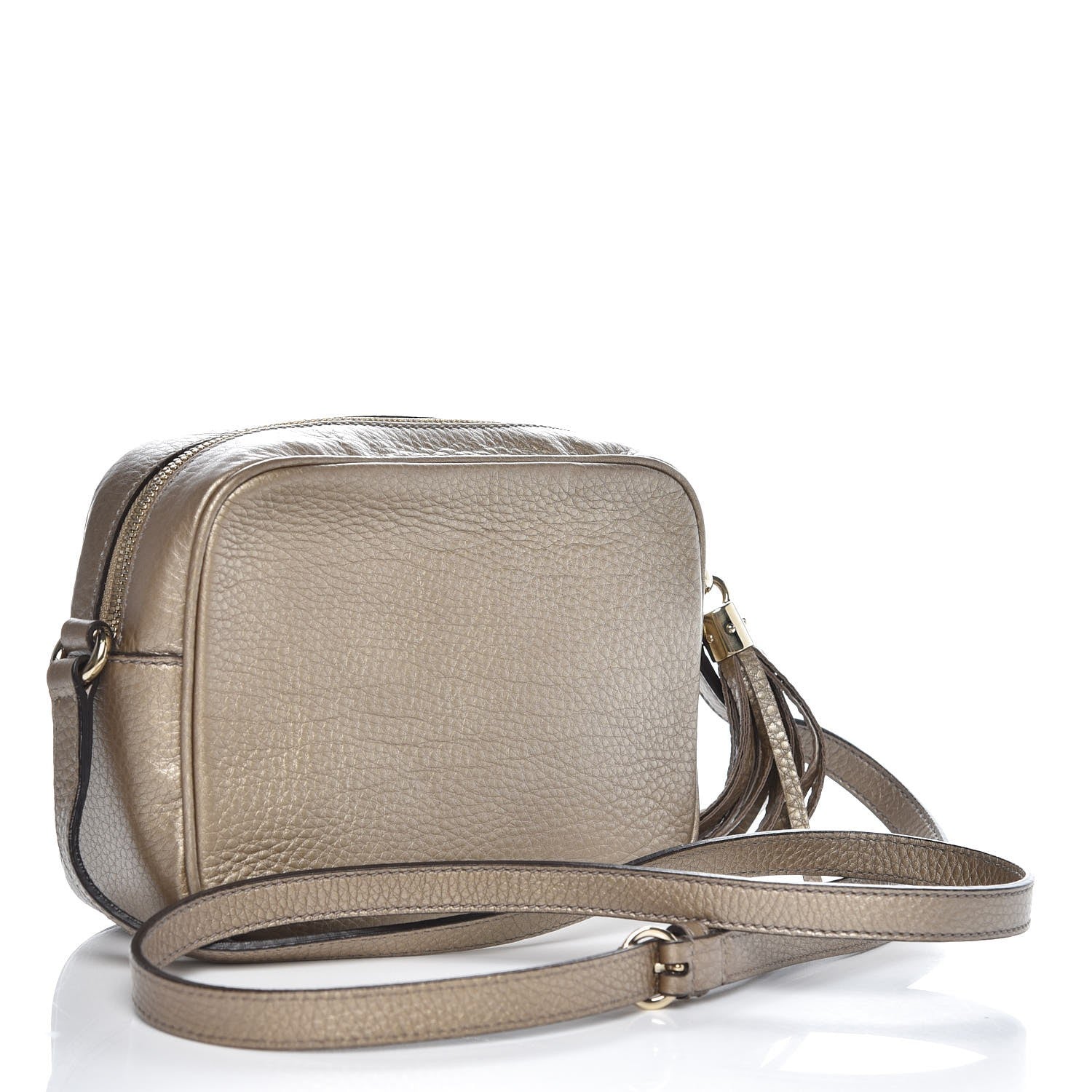 Gucci Metallic Pebbled Calfskin Small Soho Disco Bag Golden Beige 3 of 7