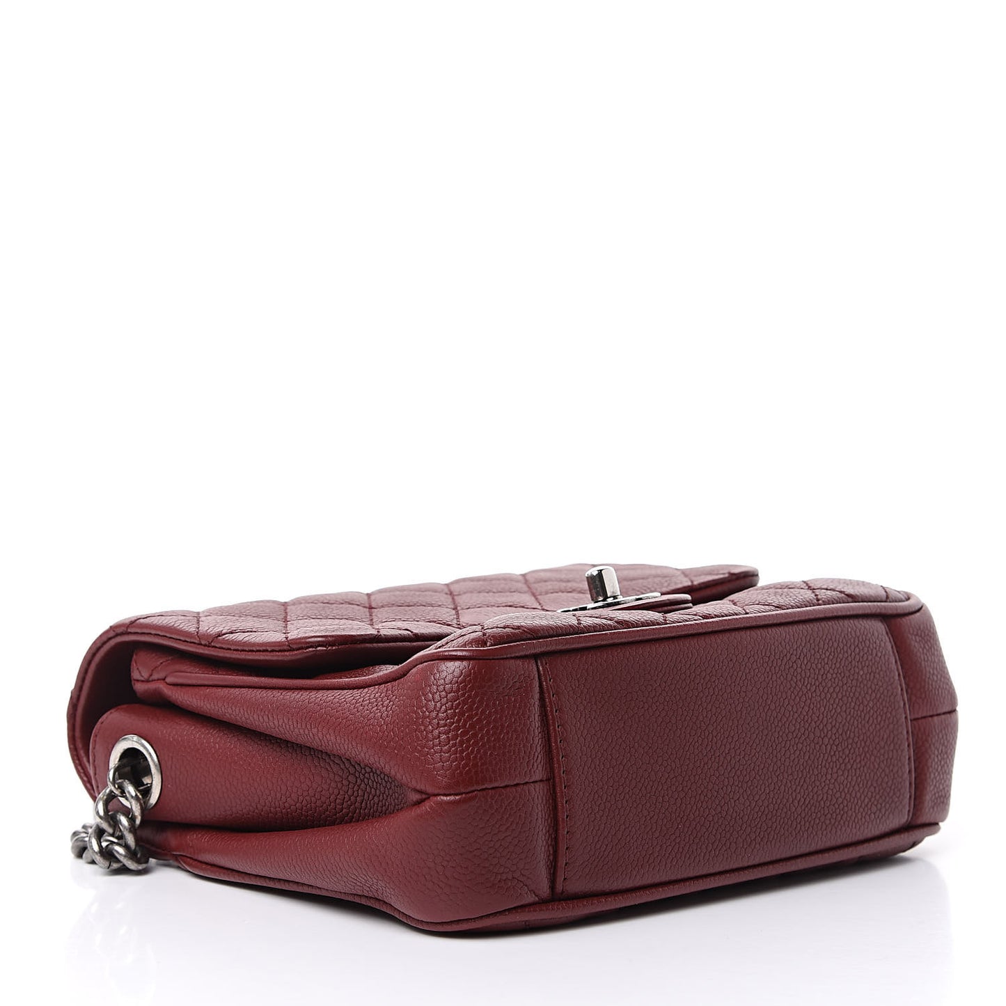 Caviar Quilted Small Rock In Rome Flap Burgundy