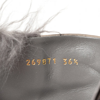 Gucci Alpaca Fur Lambskin Alyona Platform Ankle Boots 36.5 Grey 8 of 16