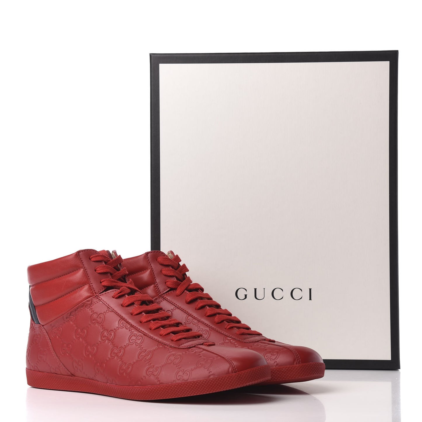 Guccissima Mens High Top Sneakers 9 Rosso