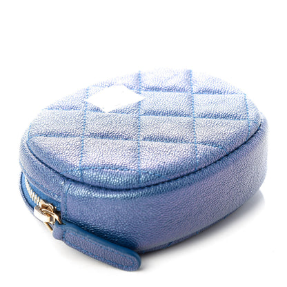 Chanel Iridescent Caviar Quilted Zip Around Classic Coin Purse Blue 4 of 8