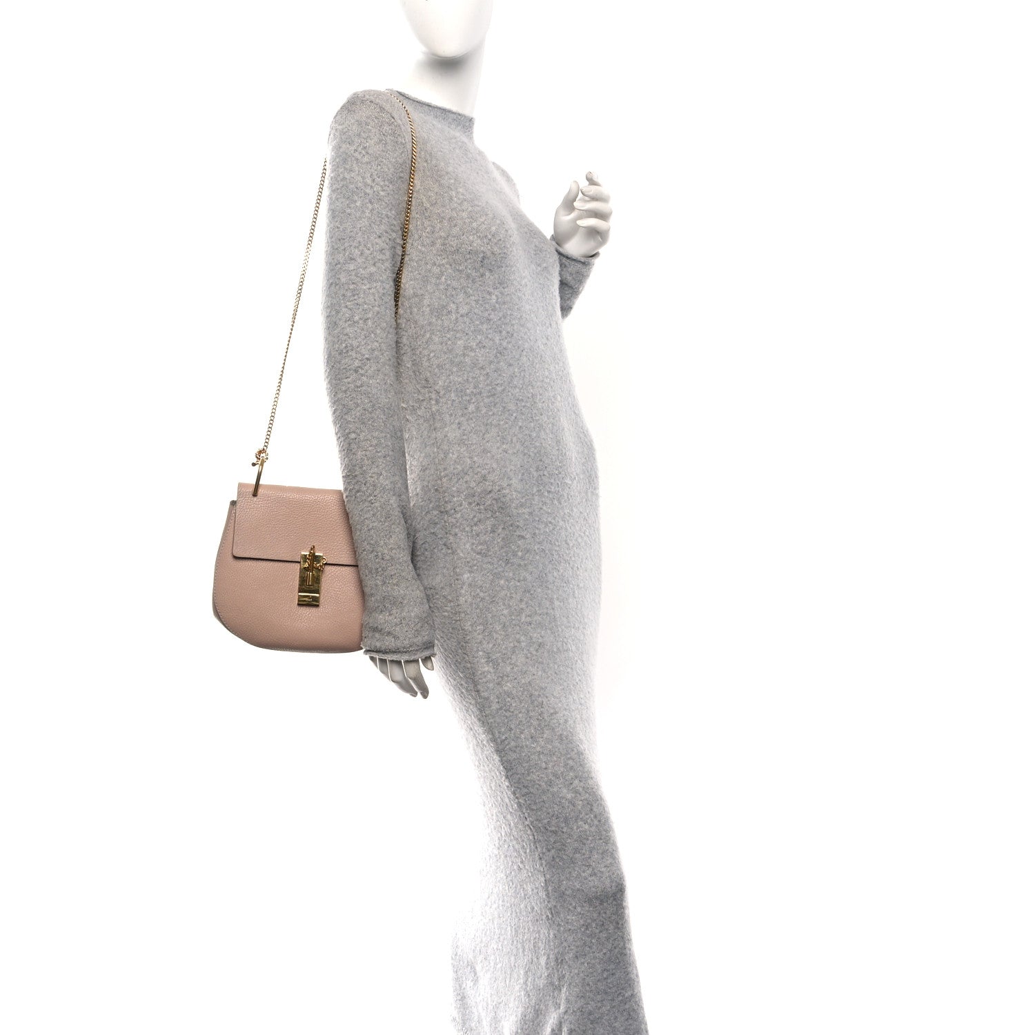 Chloe Grained Lambskin Drew Shoulder Bag Cement Pink 2 of 15