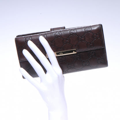 Gucci Guccissima Margaux Calfskin Metal Bar Continental Flap Wallet Chocolate 2 of 6