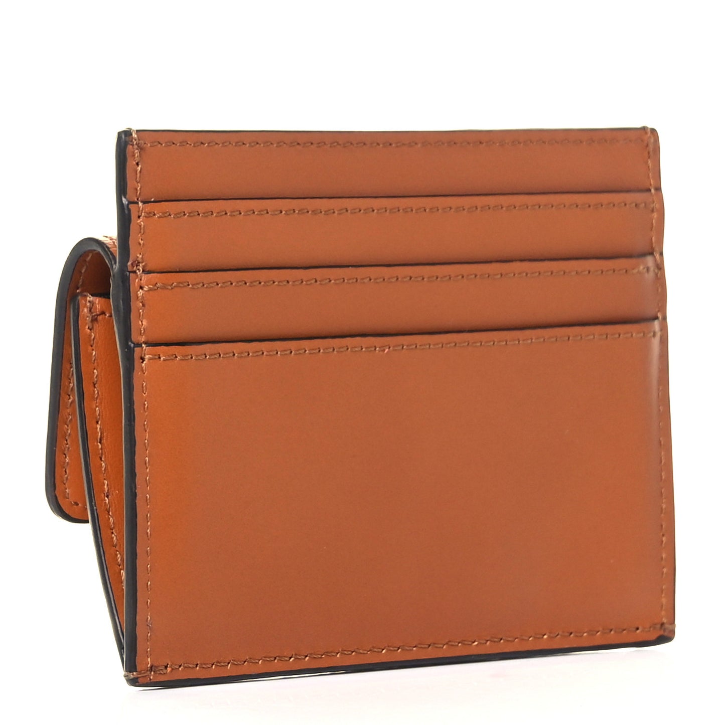 Vitello King Tamponato Logo Embossed Fold Over Card Holder Wallet Cuoio