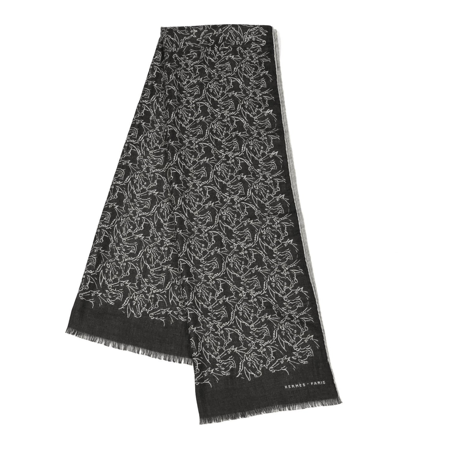 Cashmere Silk Reversible Horses Muffler Grey