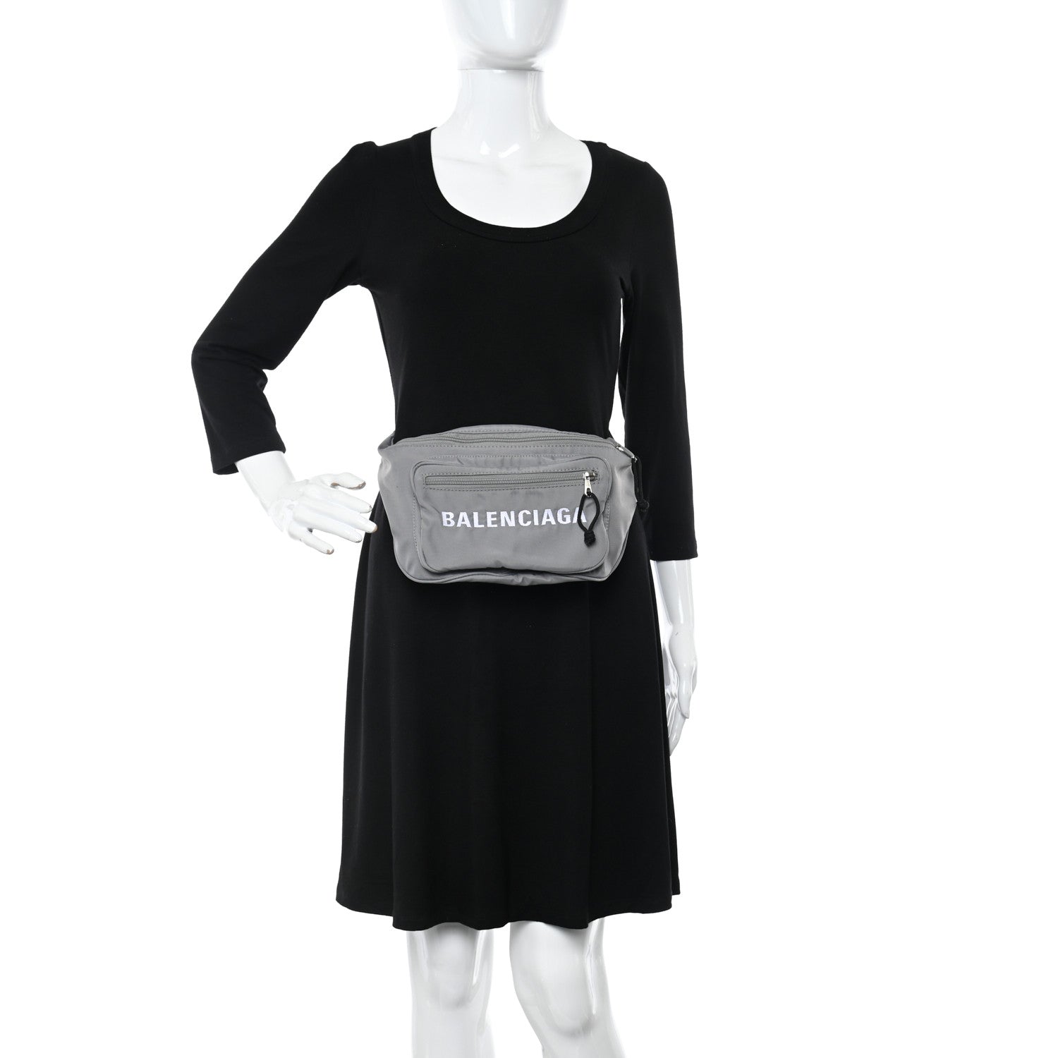 Balenciaga Textured Sport Nylon Logo Embroidered Wheel Beltpack Grey White 2 of 10
