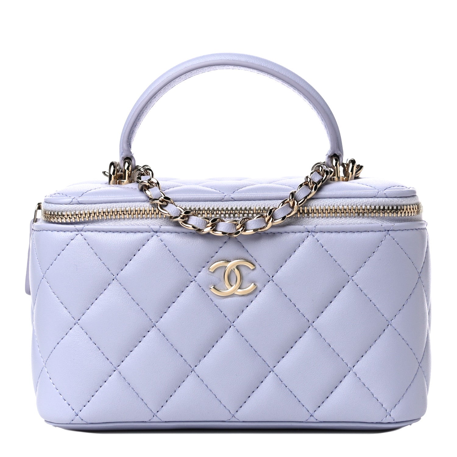 Chanel Lambskin Quilted Small Top Handle Vanity Case With Chain Light Purple 1 of 11