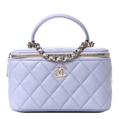 Chanel Lambskin Quilted Small Top Handle Vanity Case With Chain Light Purple 1 of 11