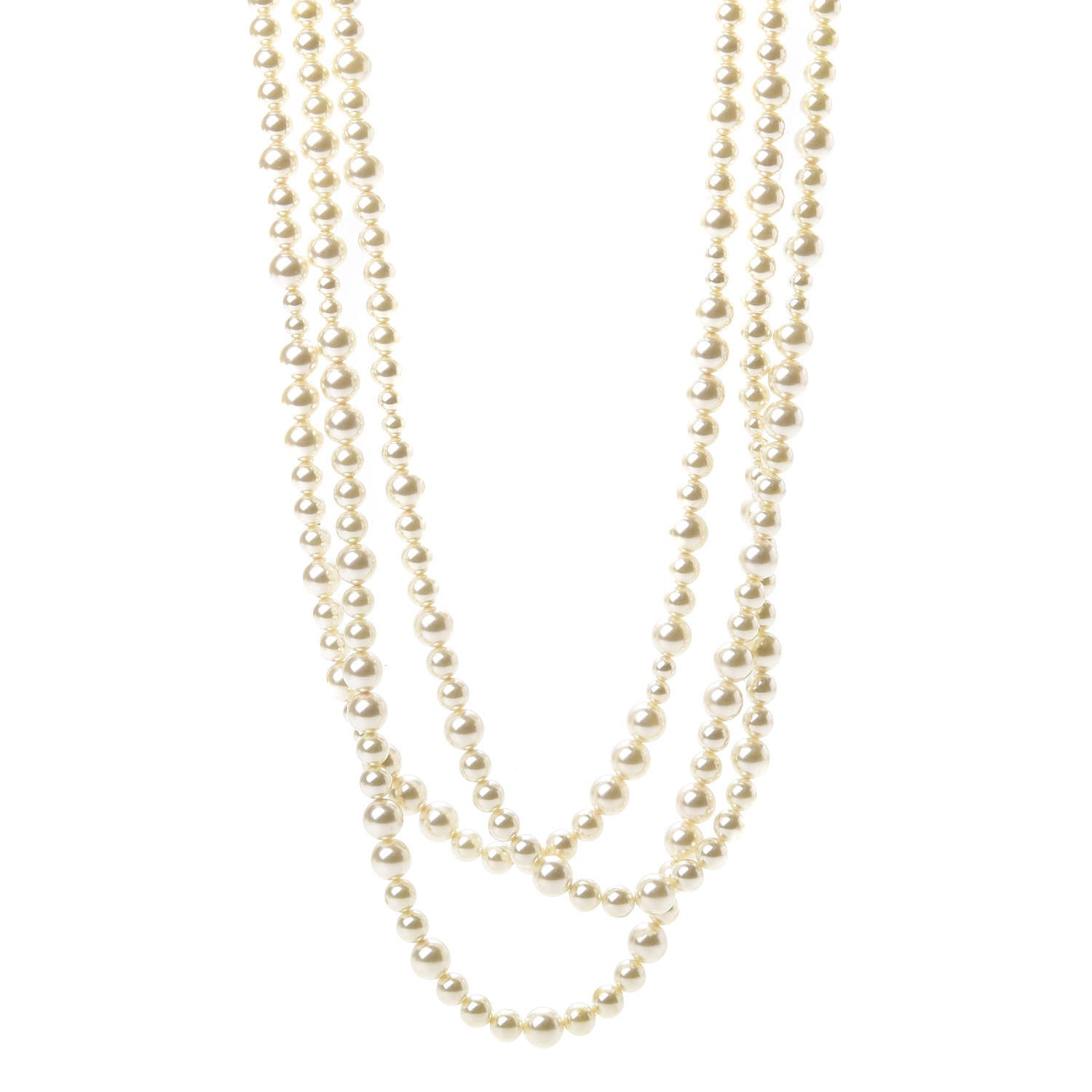Chanel Pearl CC Multi Strand Long Necklace Light Gold 1 of 5