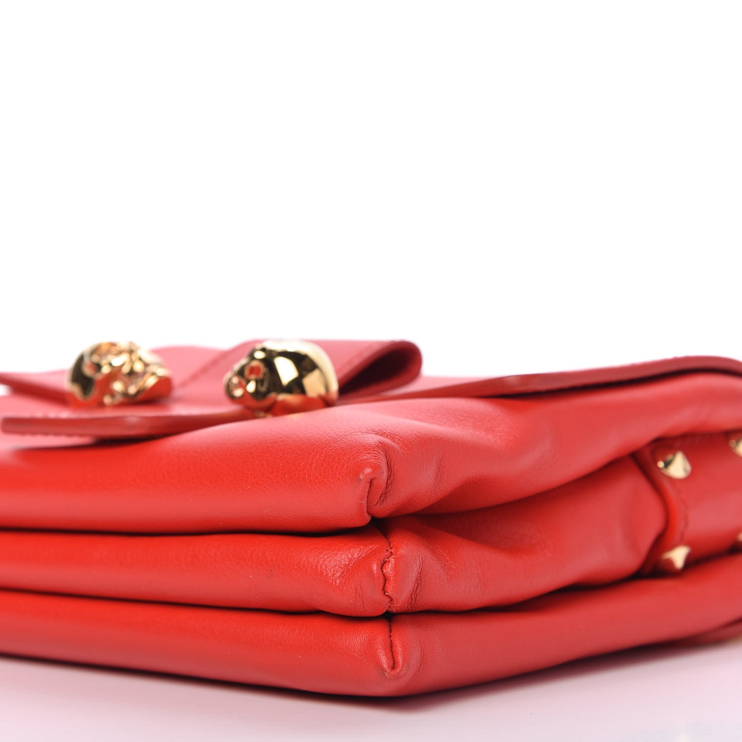 Calfskin Small Twin Skull Chain Crossbody Red