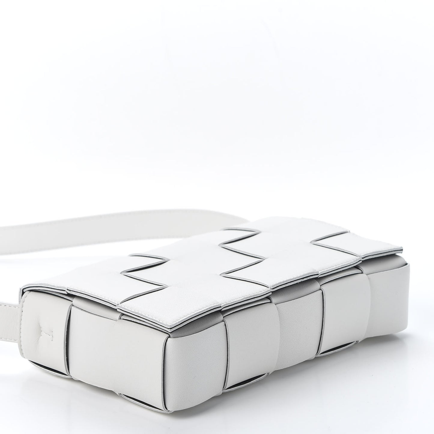 Lambskin Maxi Intrecciato Cassette Crossbody Bag White