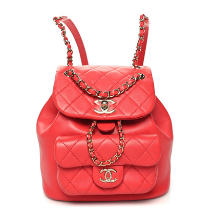 Chanel Lambskin Quilted Small Duma Drawstring Backpack Red 1 of 10