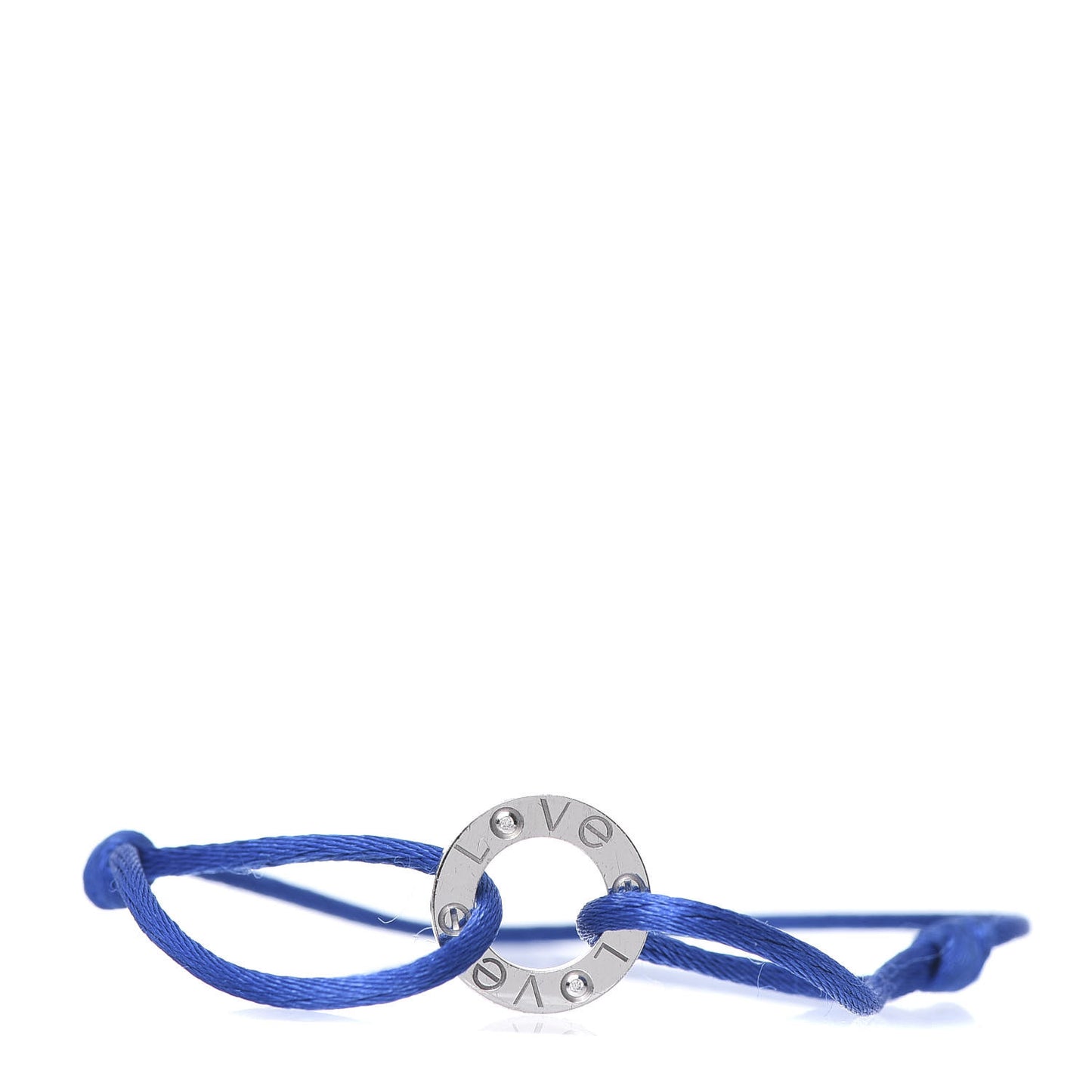 18K White Gold Diamond LOVE Adjustable Cord Bracelet Royal Blue