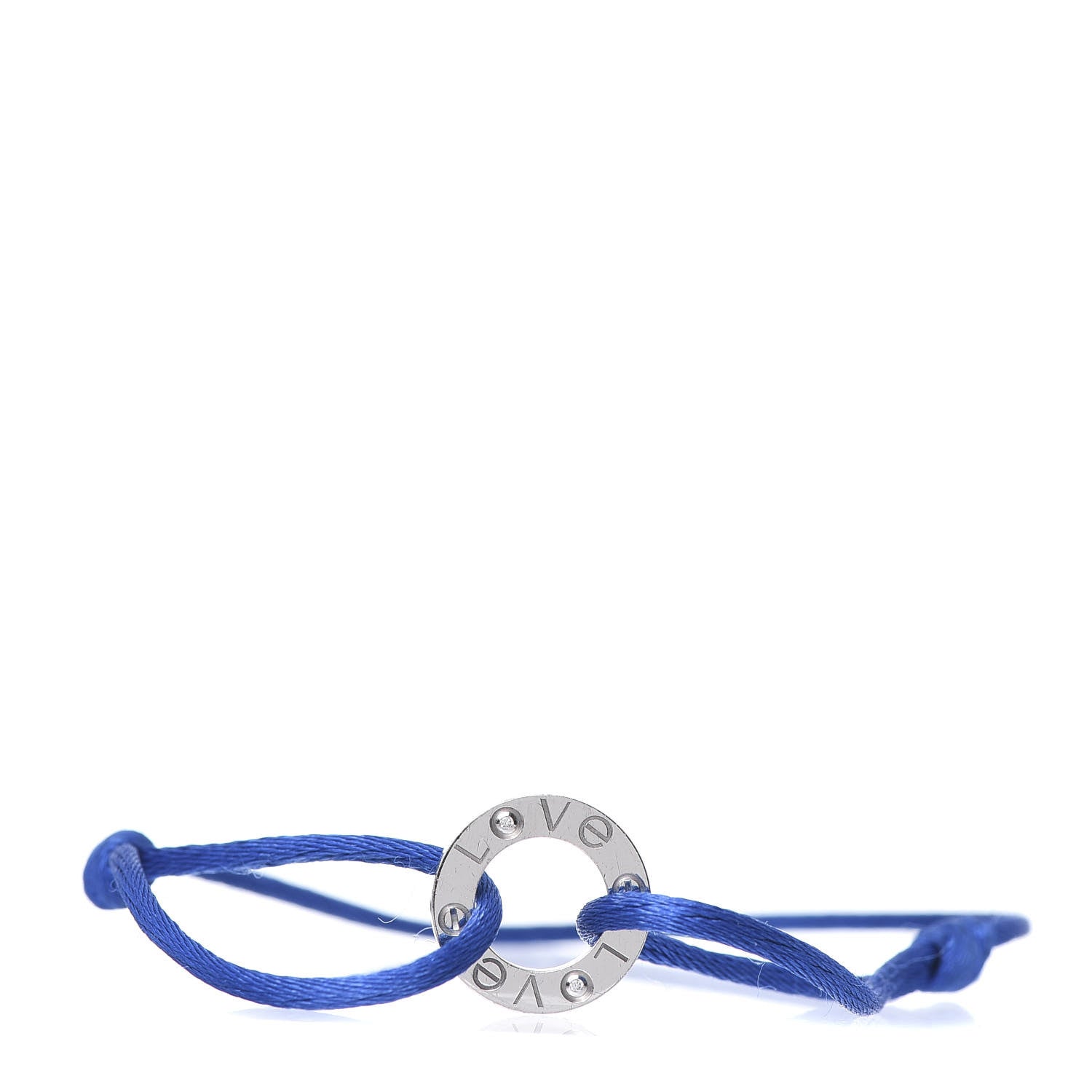 Cartier 18K White Gold Diamond LOVE Adjustable Cord Bracelet Royal Blue 1 of 4