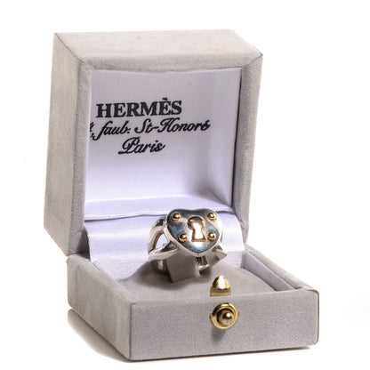 Hermes Sterling Silver 18K Gold Keyhole Heart Ring 50 US 5.25 8 of 8