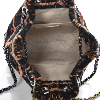 Chanel Tweed Calfskin Quilted Small Gabrielle Bucket Black Brown Orange 5 of 7