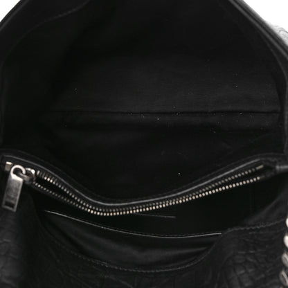 Saint Laurent Calfskin Crocodile Embossed Medium West Hollywood Monogram Fold-Over Black 5 of 8