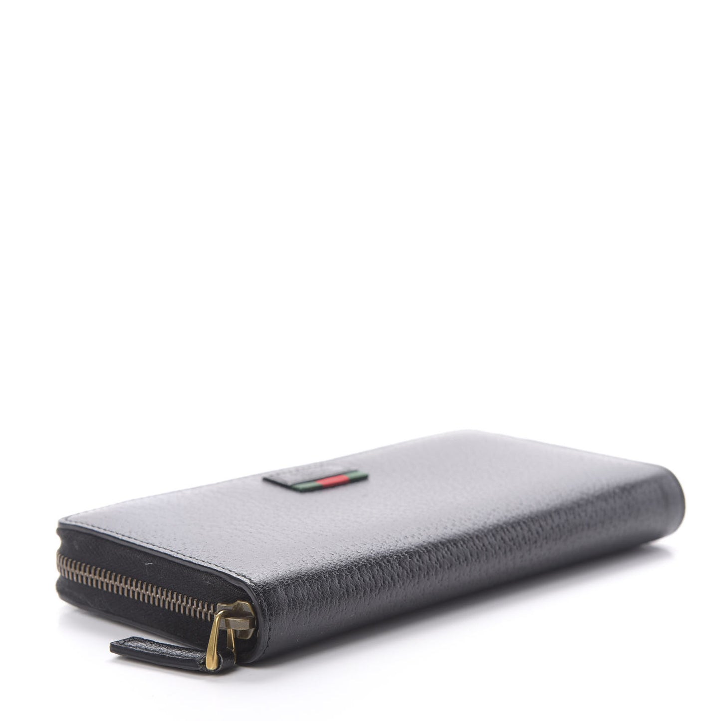 Calfskin Web Zip Around Wallet Black