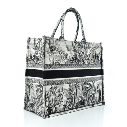 Christian Dior Canvas Embroidered Toile De Jouy Book Tote White Black 2 of 9