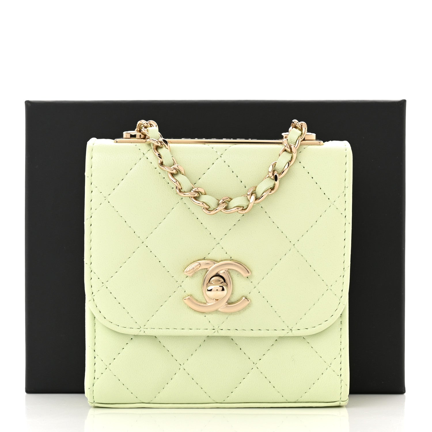 Chanel Lambskin Quilted Mini Trendy CC Chain Wallet Sea Green 11 of 11