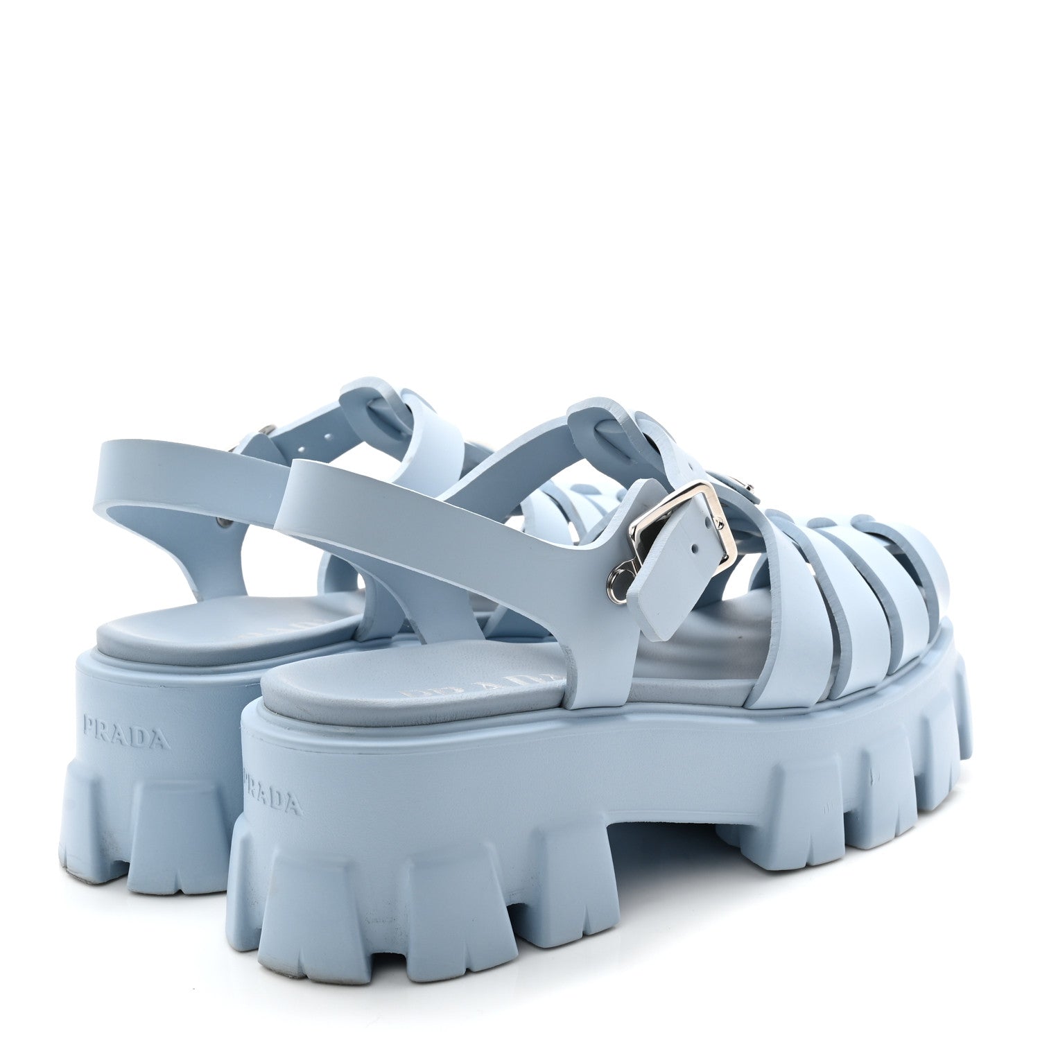 PRADA サンダル 39 Prada Foam Rubber Metal Triangle Logo Monolith 55mm Cage Sandals