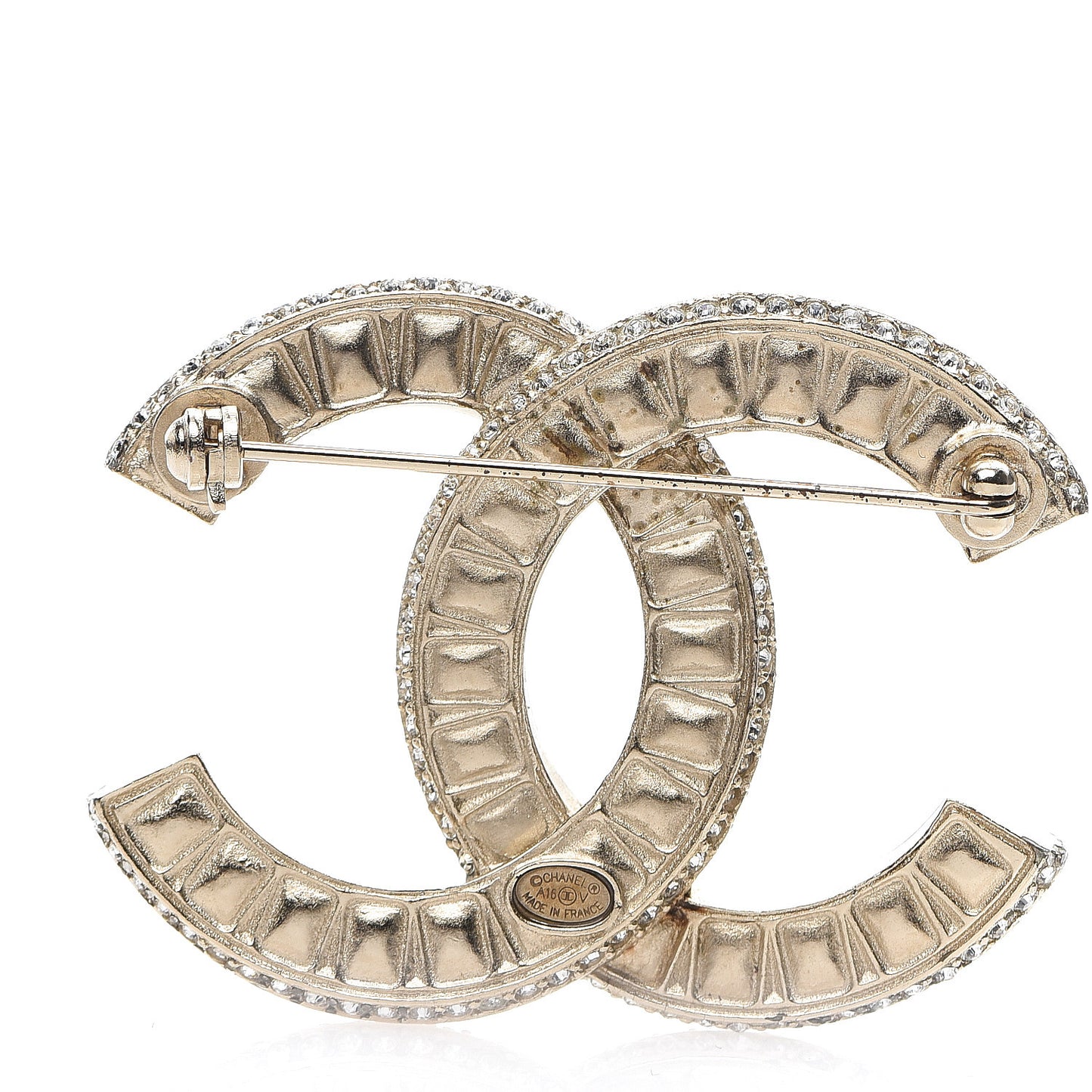 Baguette Crystal CC Brooch Gold