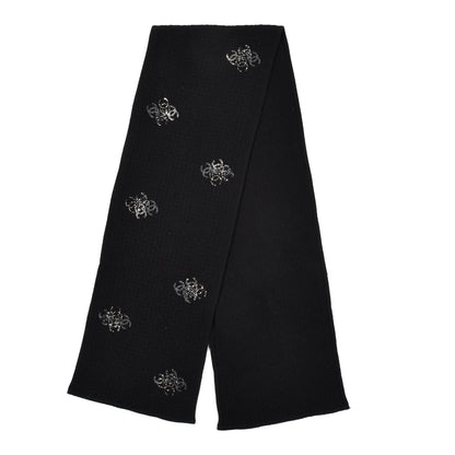 Chanel Cashmere Crystal Logo Scarf Black 2 of 4