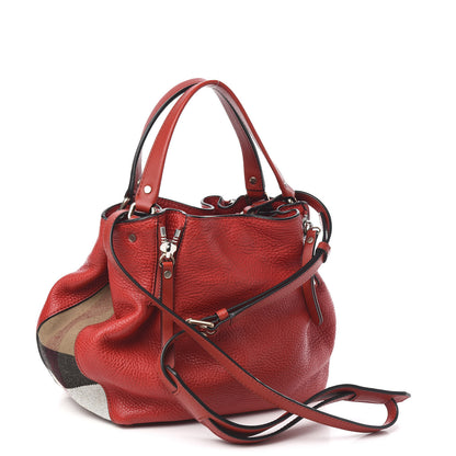 Burberry Grainy Calfskin House Check Small Maidstone Red 3 of 11